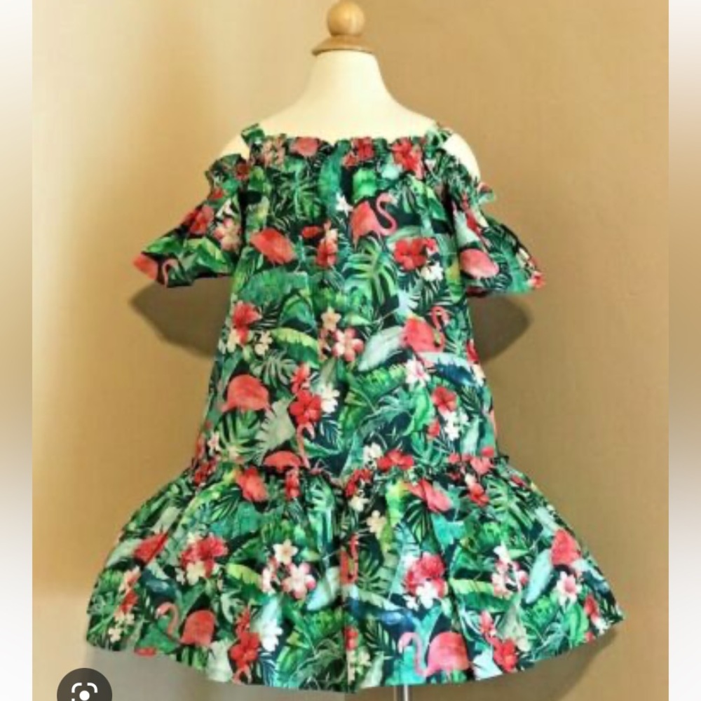 Mayoral girls size 8 off the shoulder summer tropical dress